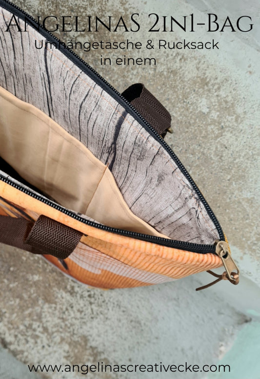 AngelinaS 2in1-Bag - Rucksack und Tasche in einem! Einzelstück! "BienenLiebe"