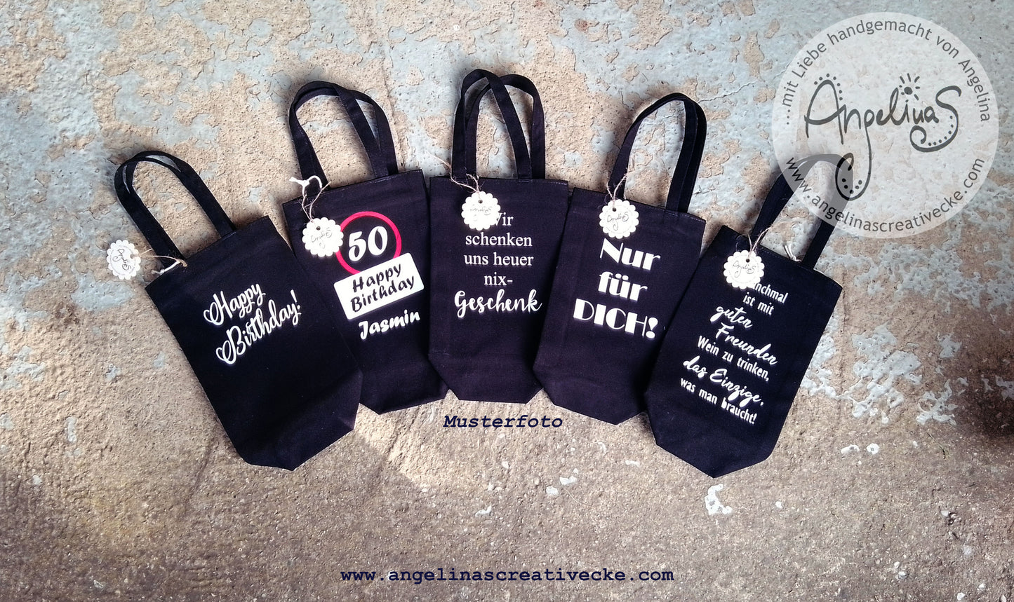 Flaschentasche "Das Einzige was man braucht" Baumwolltasche - Individualisierbar