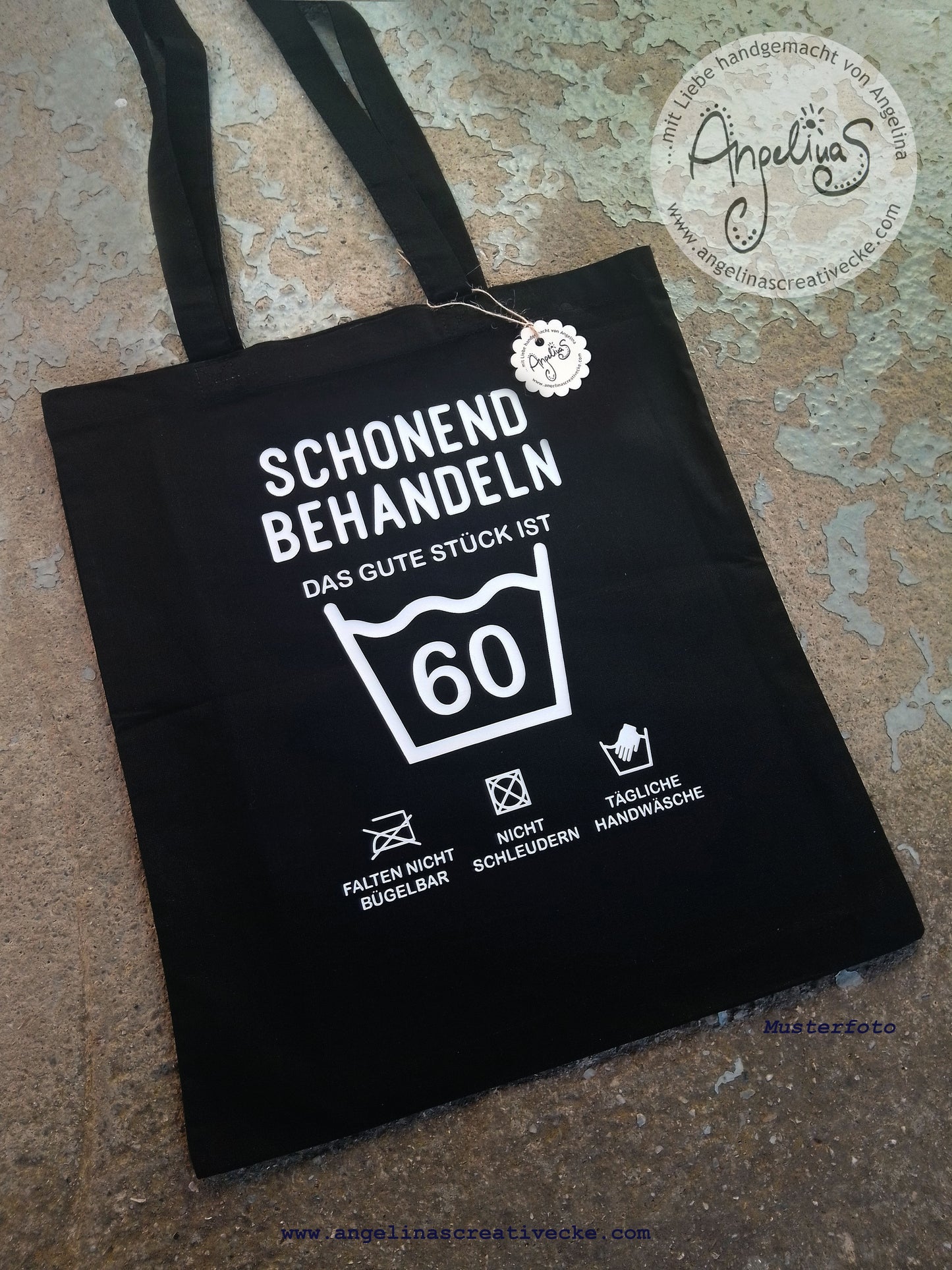 EinkaufsBeutel 60. Geburtstag "Schonend behandeln"-2 BaumwollBeutel