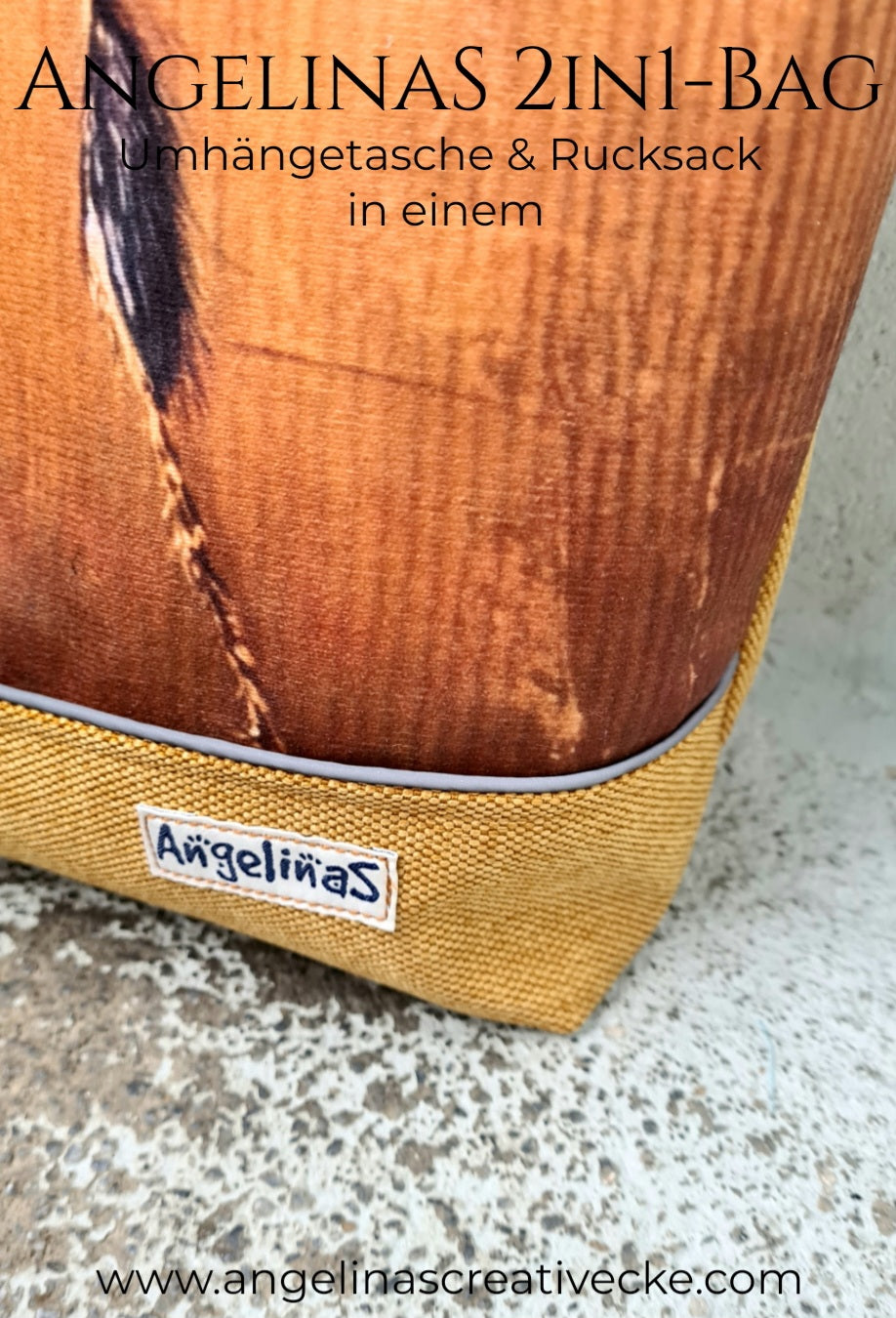 AngelinaS 2in1-Bag -  Rucksack und Tasche in einem! Einzelstück! "BienenLiebe"