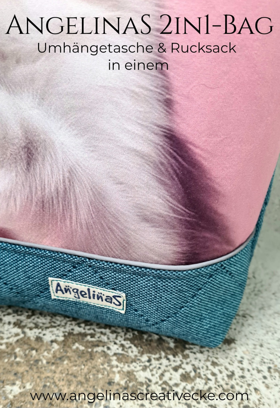 AngelinaS 2in1-Bag -  Rucksack und Tasche in einem! Einzelstück! "Cat and Coffee"