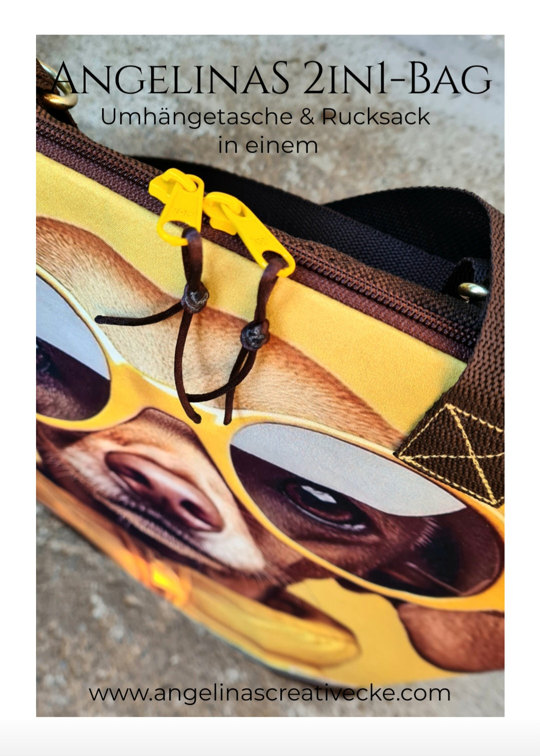 AngelinaS 2in1-Bag -  Rucksack und Tasche in einem! Einzelstück! "Dackel cool"