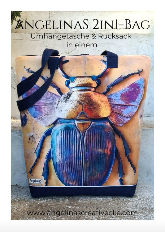 AngelinaS 2in1-Bag -  Rucksack und Tasche in einem! Einzelstück! "Scarabäus"