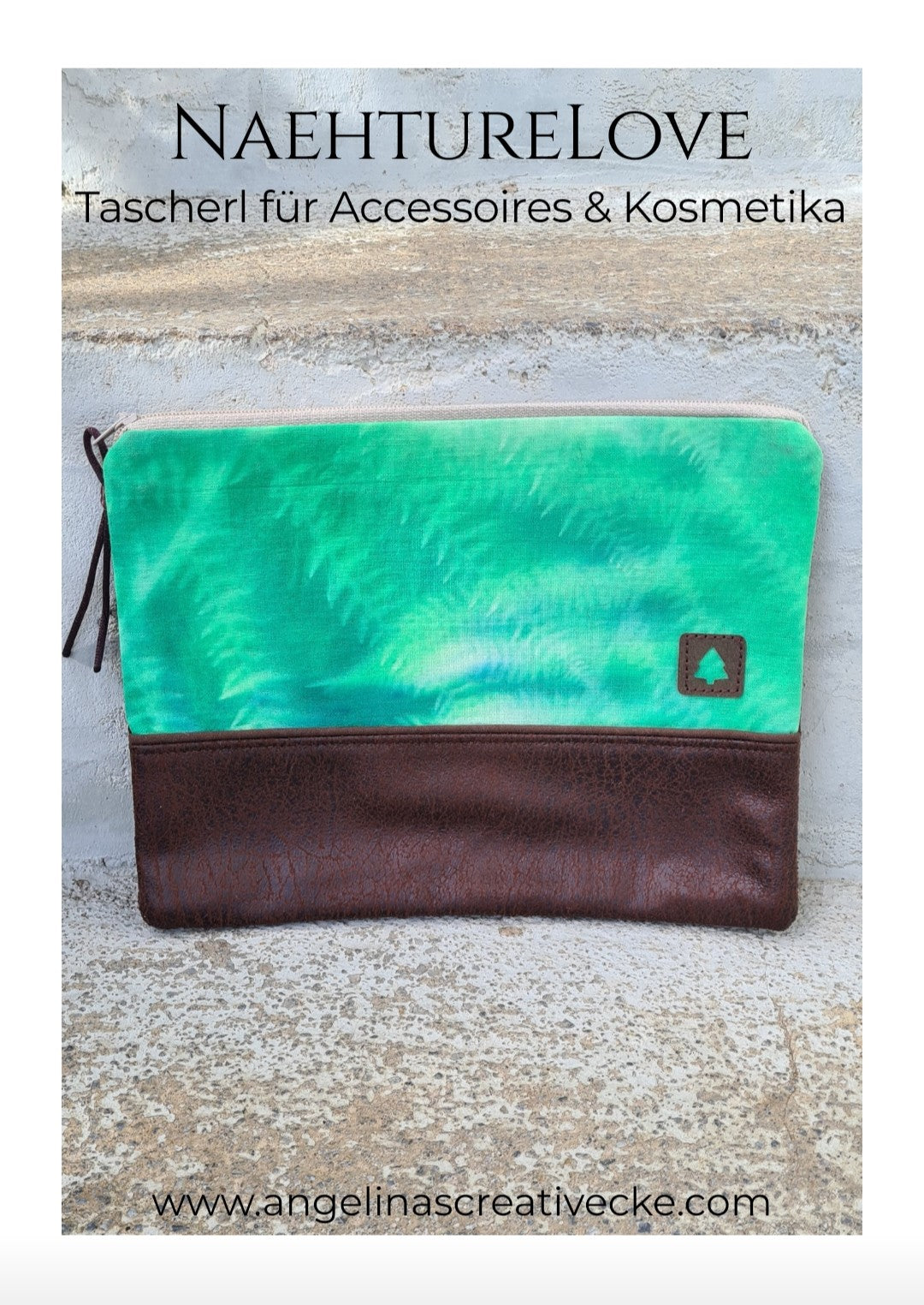 AngelinaS "Nähture Love Farn" Kosmetiktascherl flach
