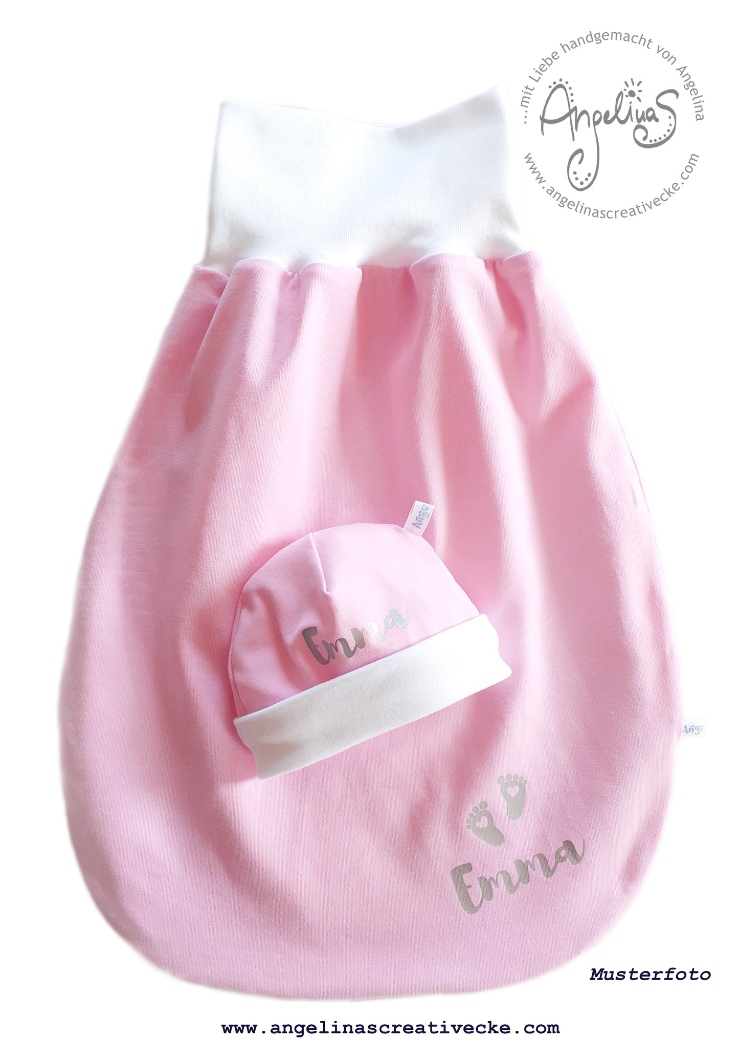 Baby - Geschenkset - Puksack & Hauberl - zum Wenden - zartes Rosa - individualisierbar