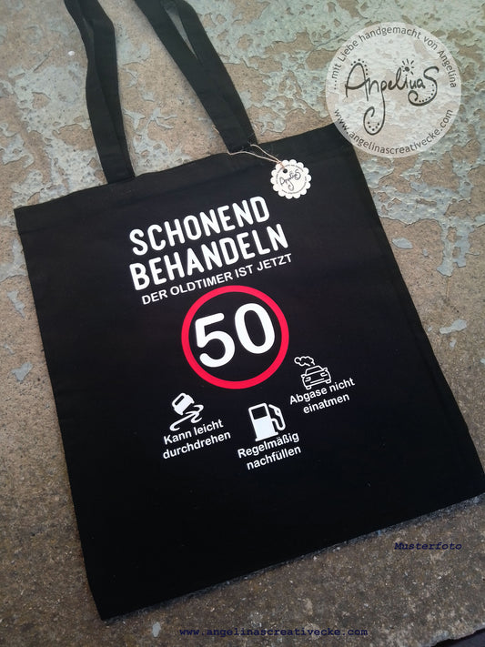 EinkaufsBeutel Geburtstag "Schonend behandeln"  BaumwollBeutel - Individualisierbar