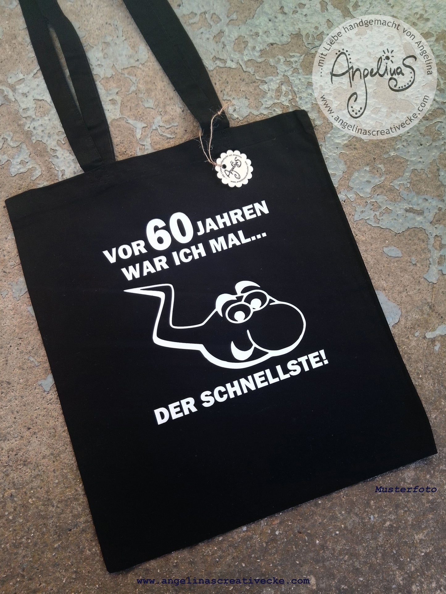 EinkaufsBeutel 60. Geburtstag "Ich war der Schnellste"  BaumwollBeutel
