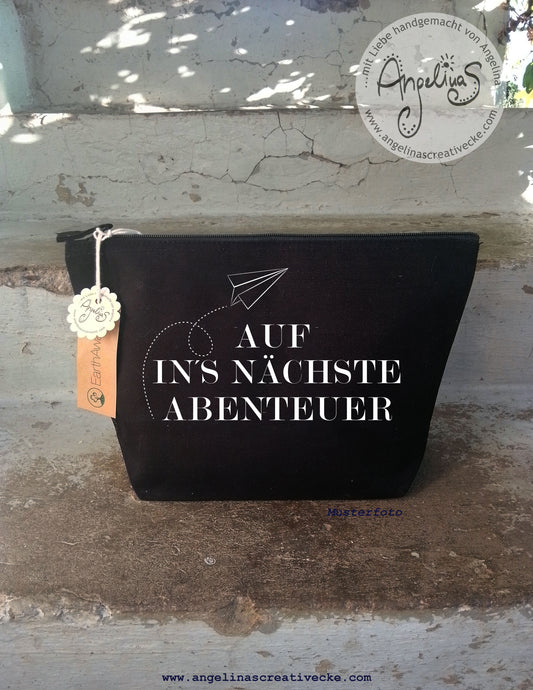 Kulturbeutel "Auf in´s nächste Abenteuer" Bio-Baumwolle