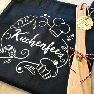 Schürze inkl. Kochlöffel "Küchenfee" Bio Baumwolle