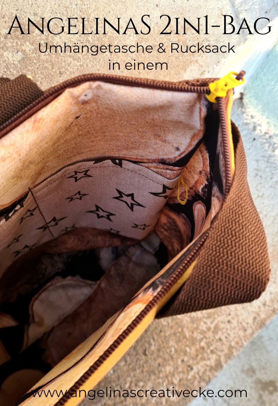 AngelinaS 2in1-Bag - Rucksack und Tasche in einem! Einzelstück! "Dackel cool" – Bild 3