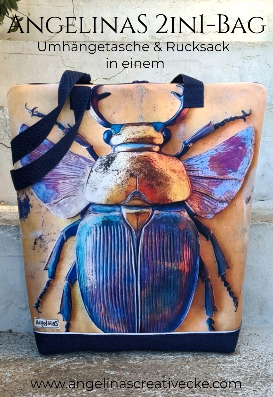 AngelinaS 2in1-Bag - Rucksack und Tasche in einem! Einzelstück! "Scarabäus"