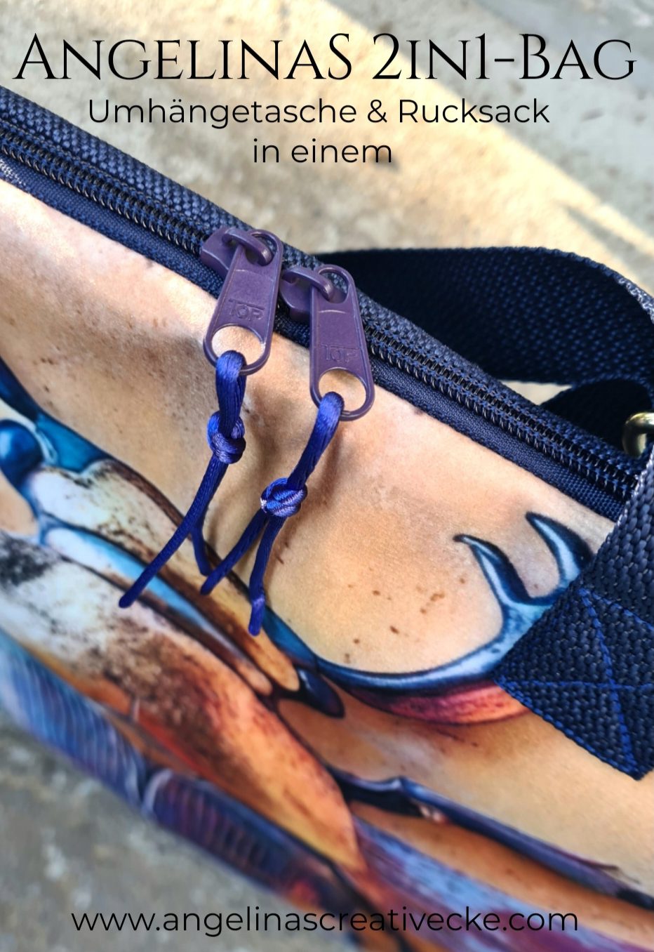 AngelinaS 2in1-Bag - Rucksack und Tasche in einem! Einzelstück! "Scarabäus" – Bild 2