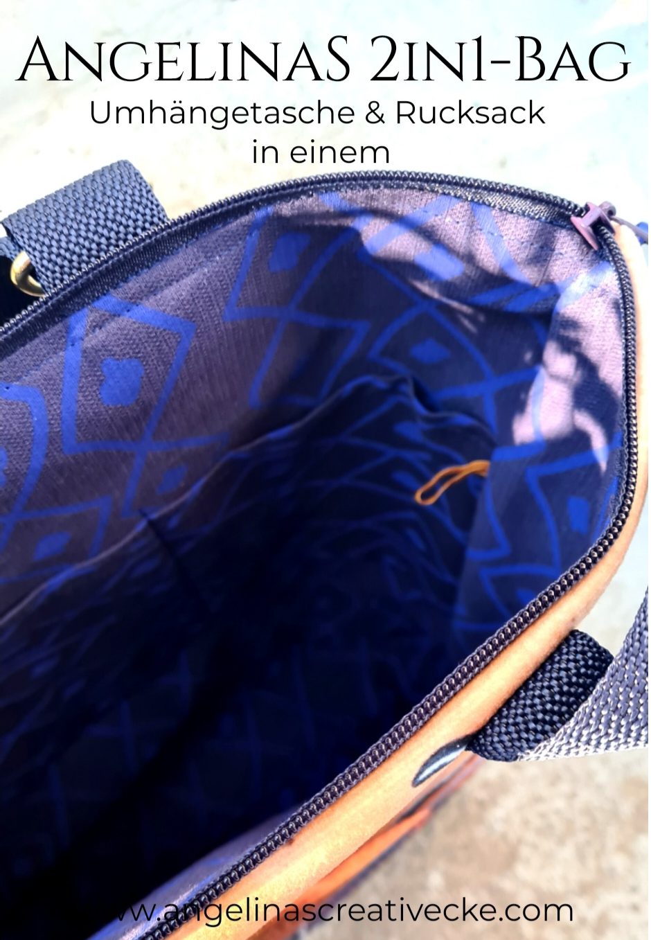 AngelinaS 2in1-Bag - Rucksack und Tasche in einem! Einzelstück! "Scarabäus" – Bild 3
