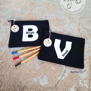 Tascherl flach für Accessoires "Name" Baumwolle - Individualisierbar