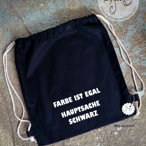 TurnBeutel lustig "HAUPTSACHE SCHWARZ" BaumwollBeutel