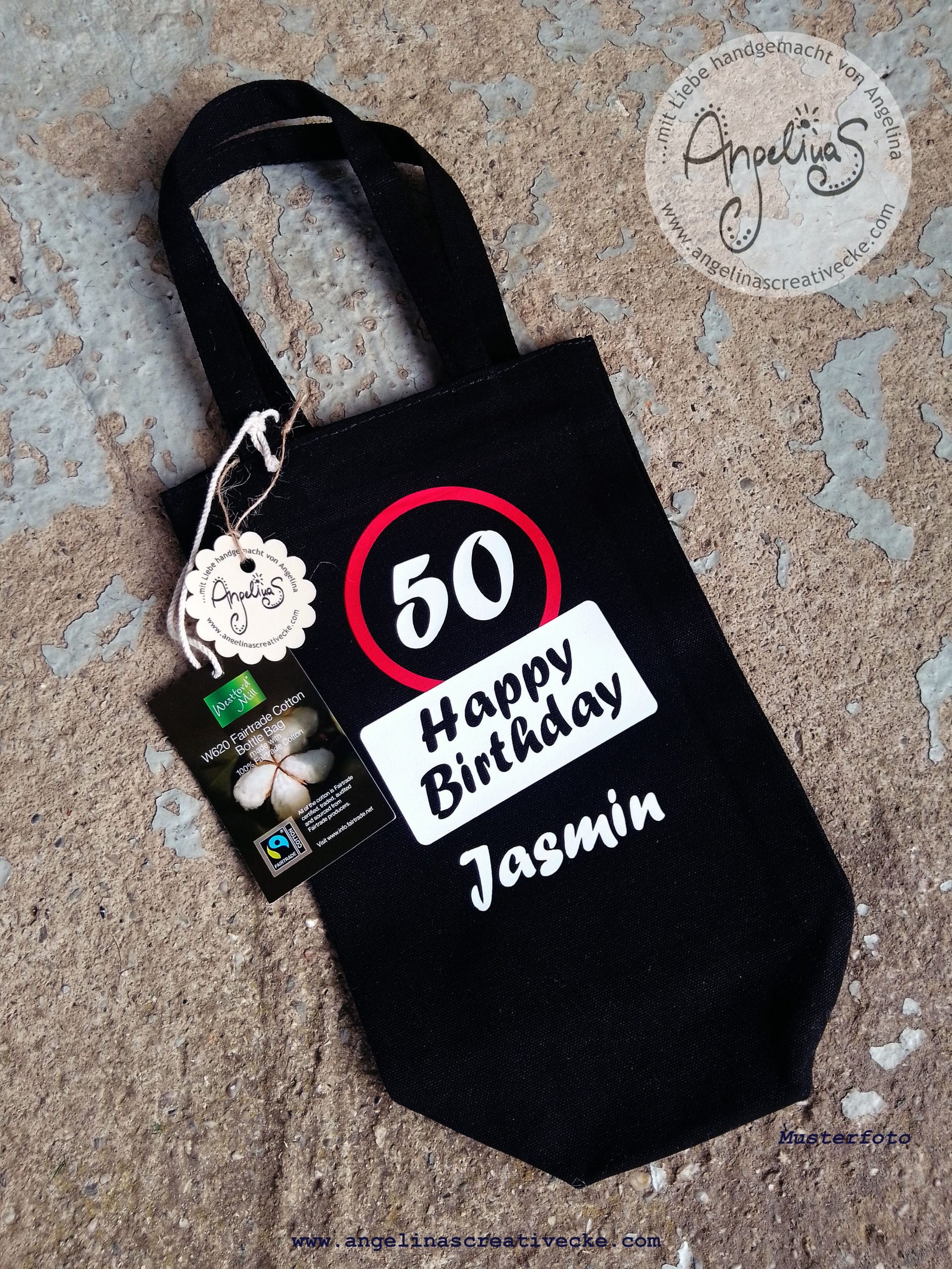 "Happy Birthday Name" Baumwolltasche - Individualisierbar – Bild 3