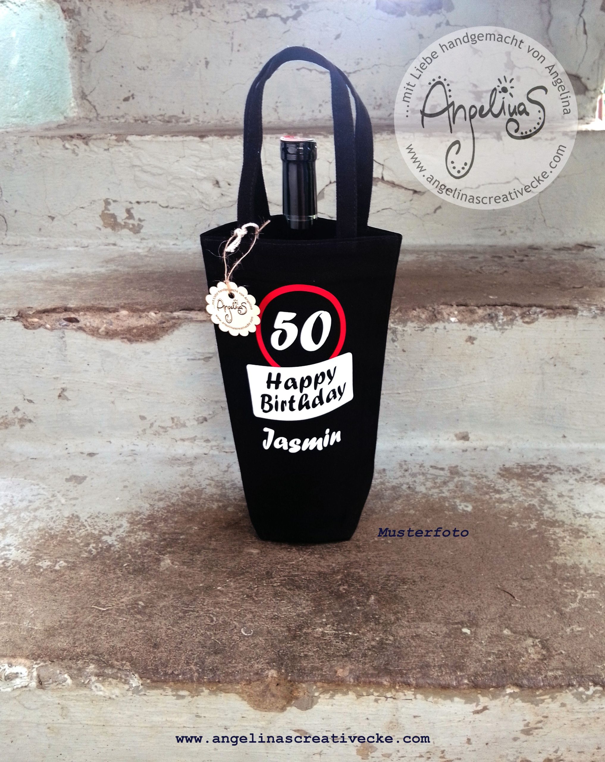 "Happy Birthday Name" Baumwolltasche - Individualisierbar