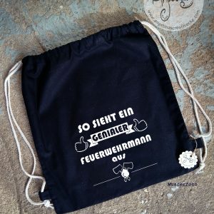 TurnBeutel lustig "Genialer Feuerwehrmann" BaumwollBeutel