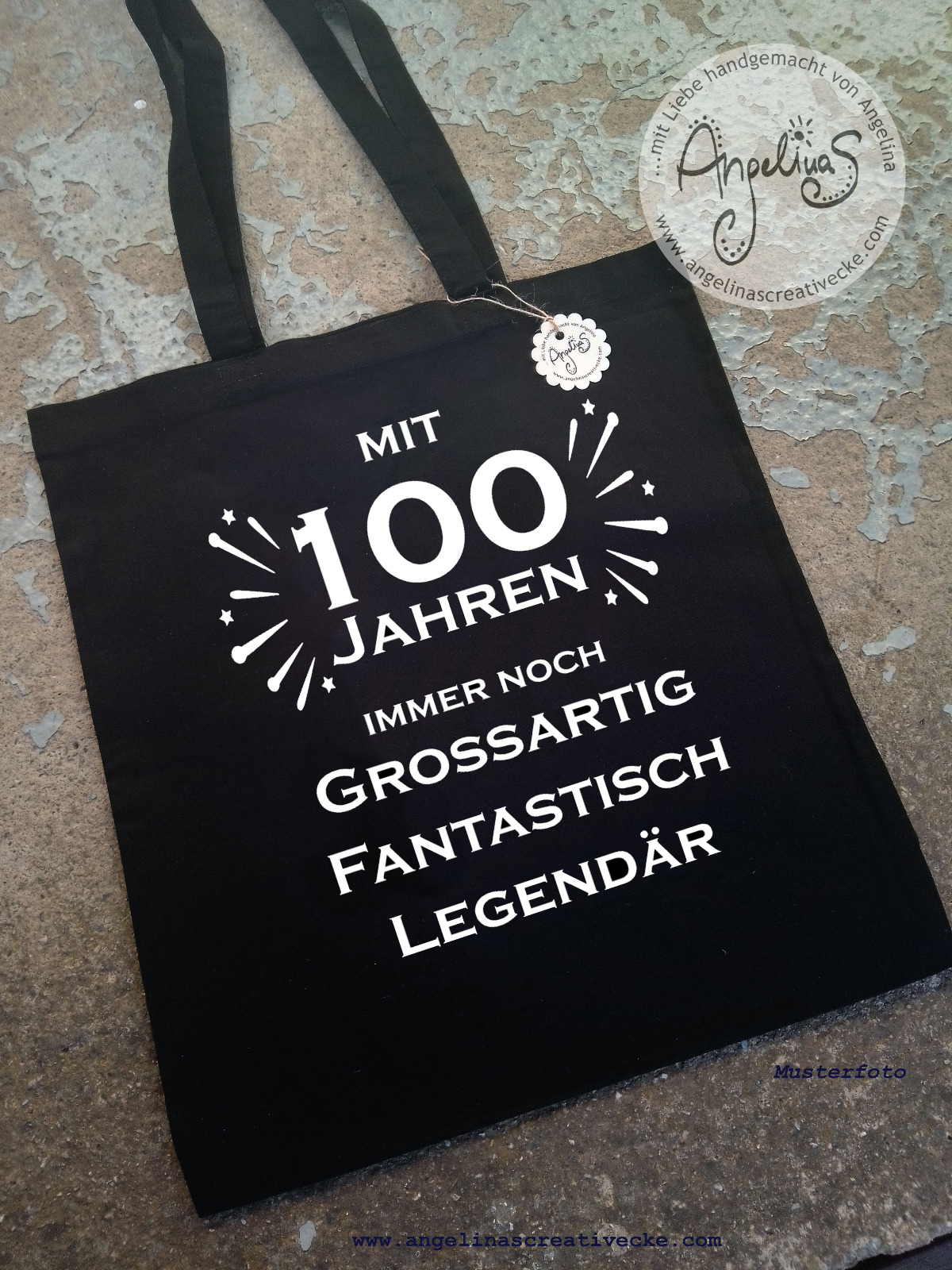 EinkaufsBeutel 100. Geburtstag "großartig fantastisch legendär" BaumwollBeutel