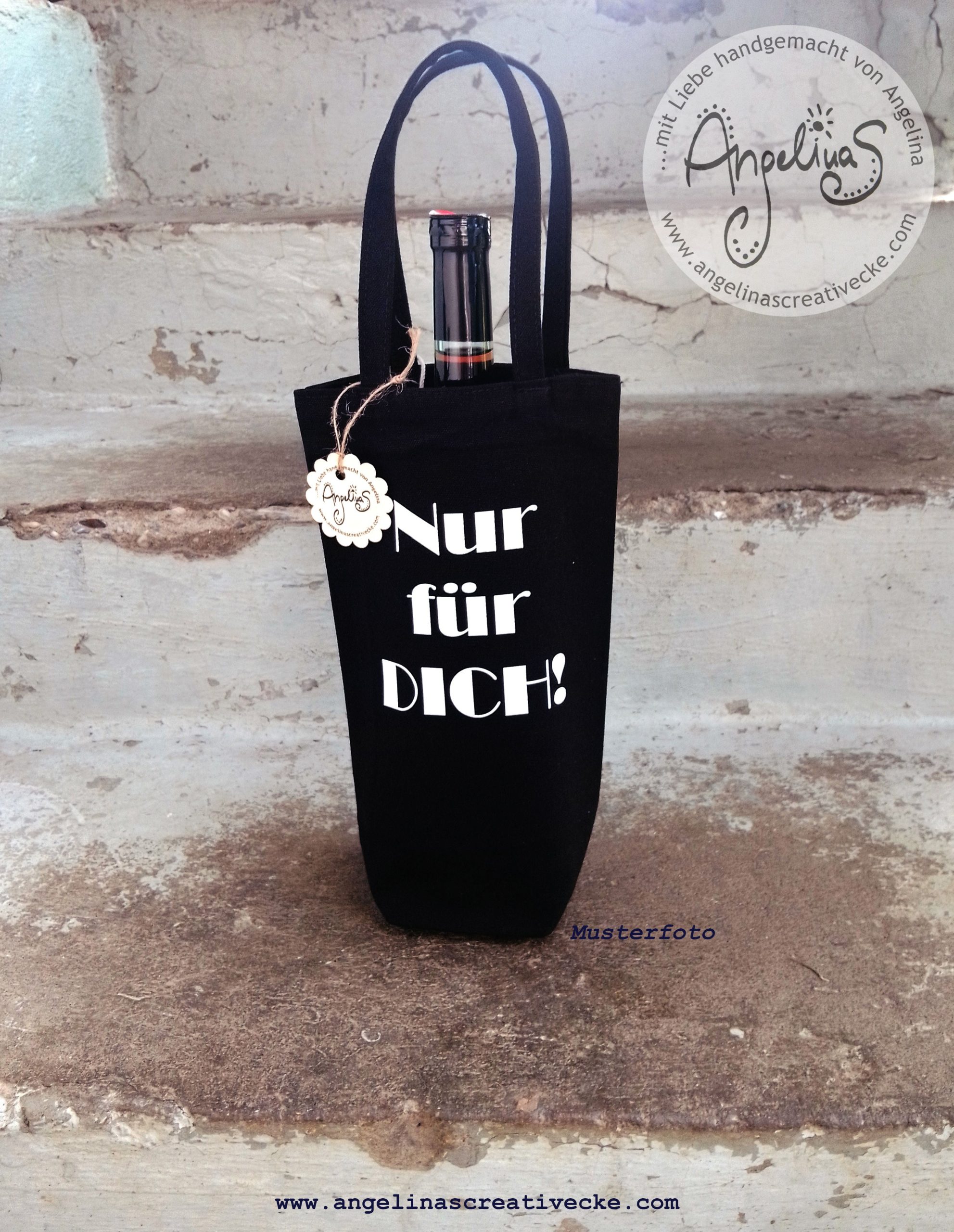 Flaschentasche "Nur für Dich" Baumwolltasche