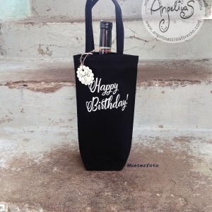 Flaschentasche Geburtstag "Happy Birthday" Baumwolltasche