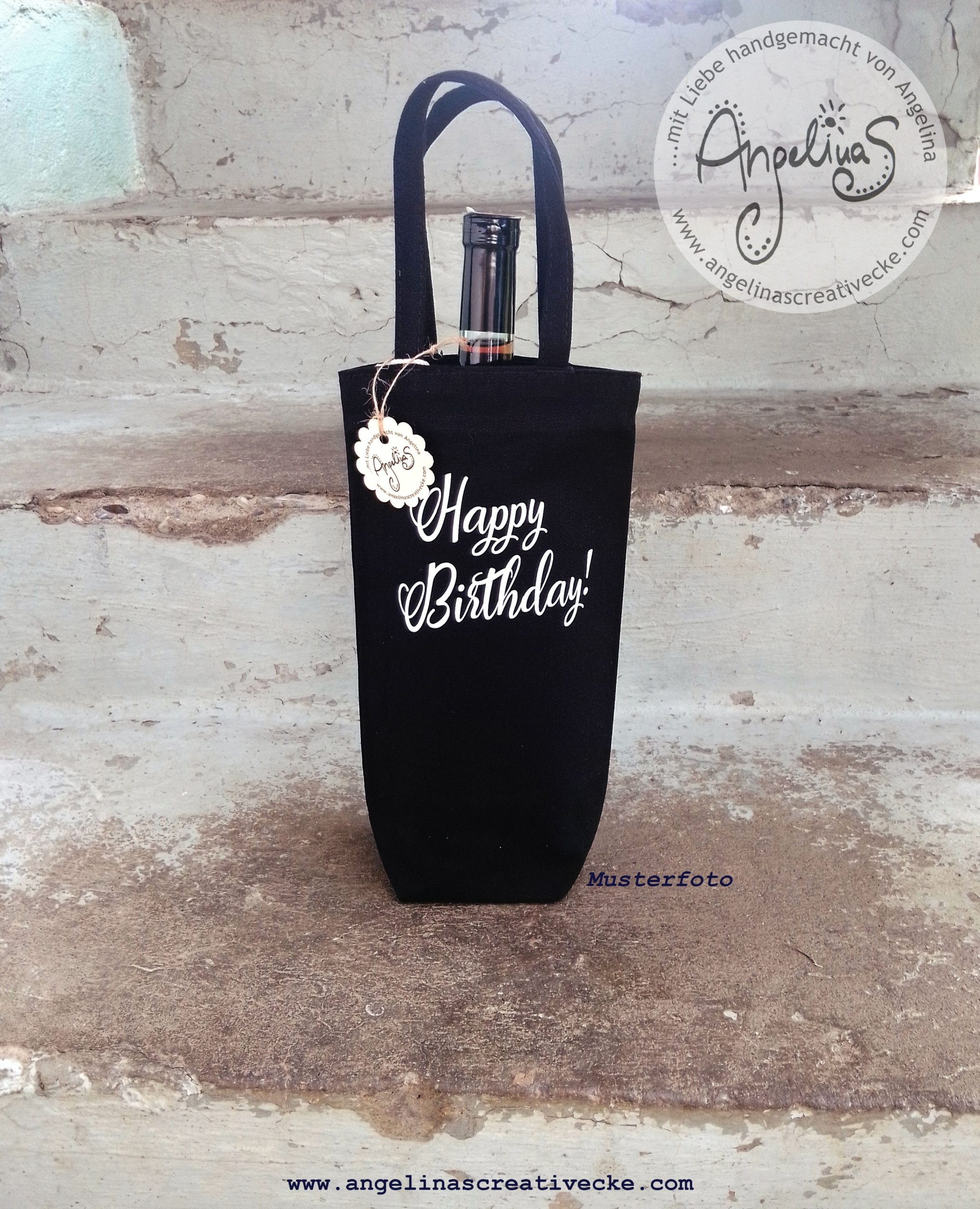 Flaschentasche Geburtstag "Happy Birthday" Baumwolltasche