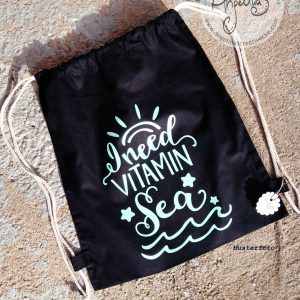 TurnBeutel lustig "I need Vitamin Sea"  BaumwollBeutel