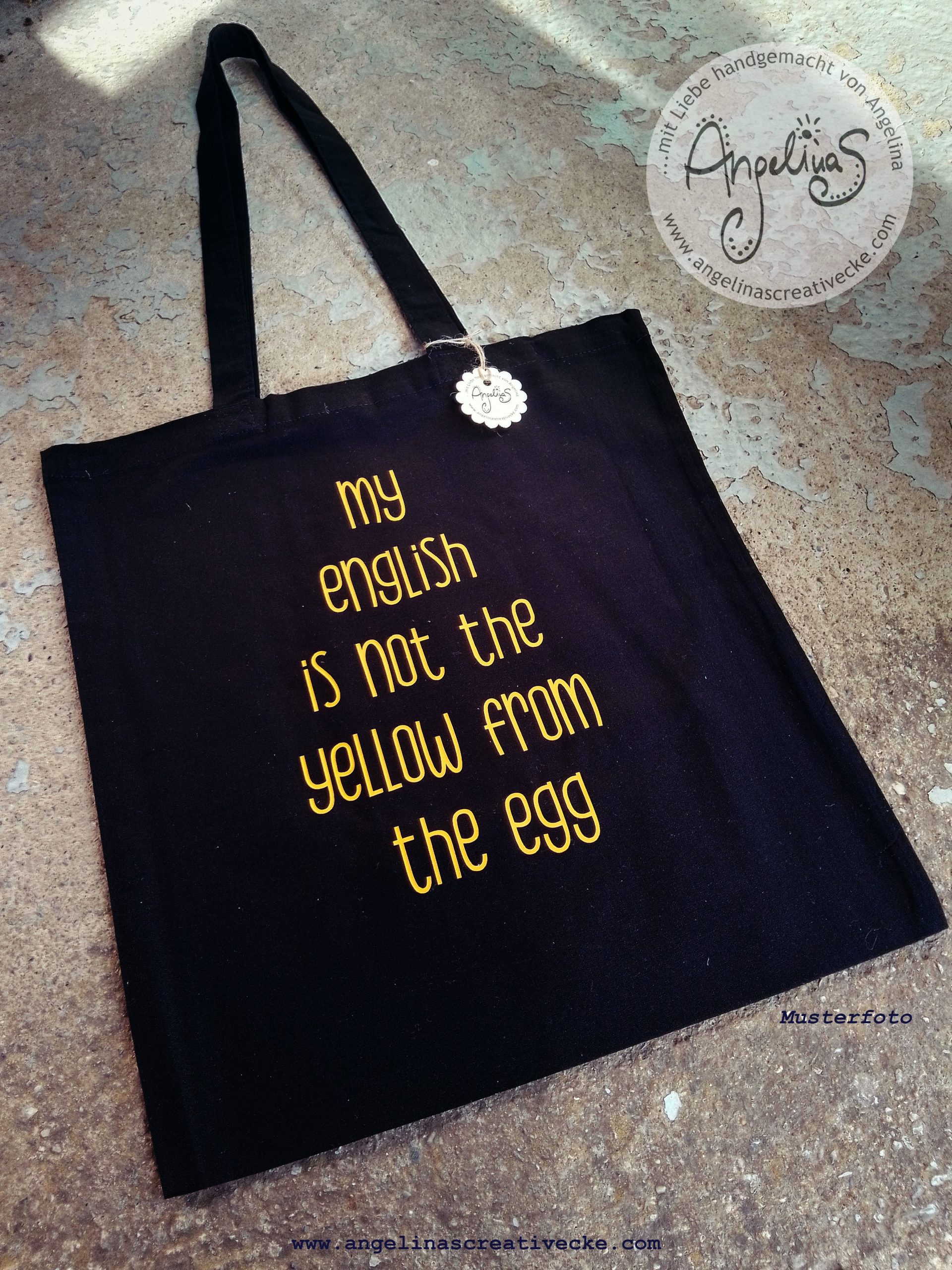 EinkaufsBeutel lustig "my english is not not the yellow..." BaumwollBeutel