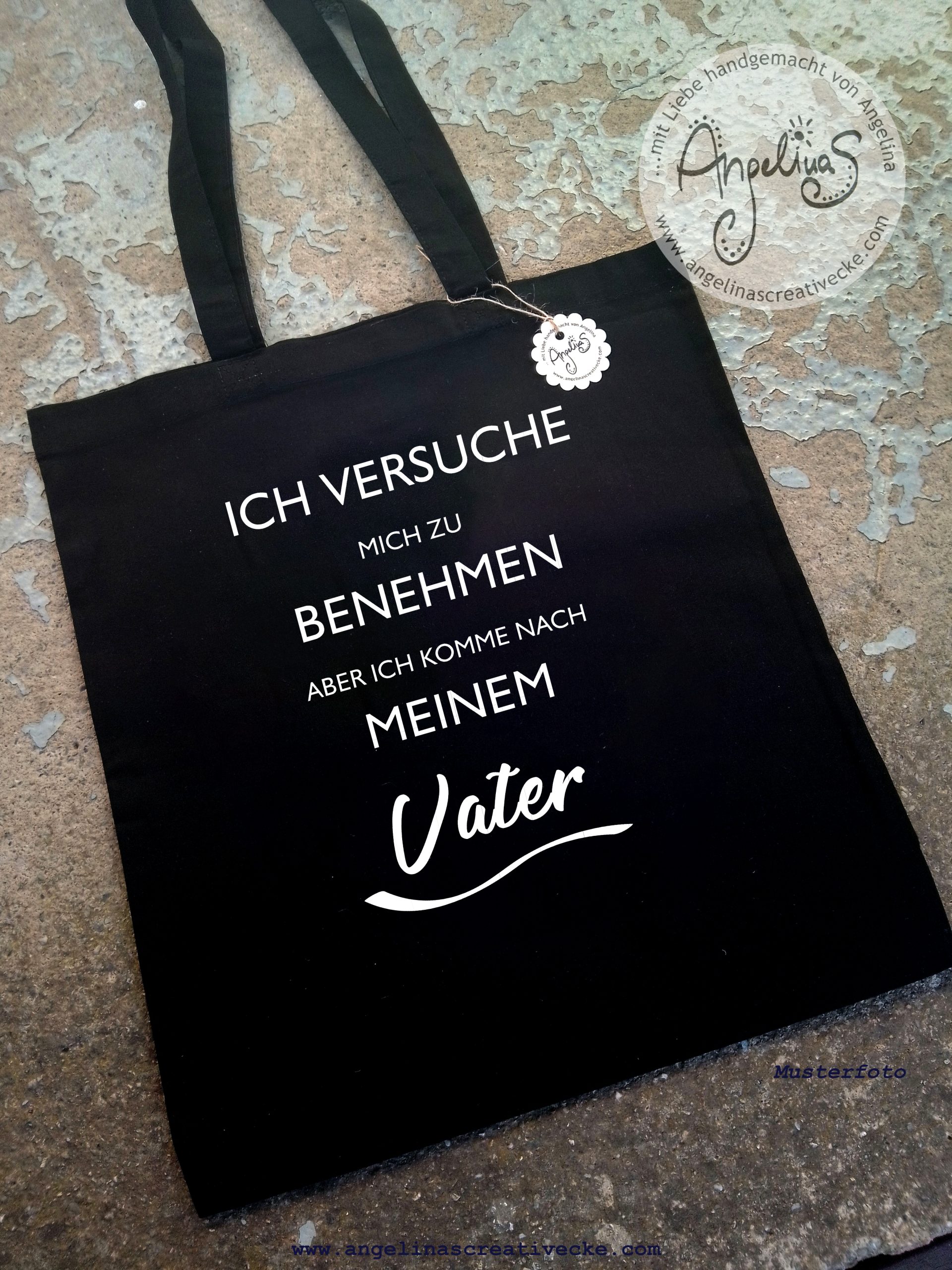 EinkaufsBeutel lustig "Ich versuche mich zu benehmen" BaumwollBeutel