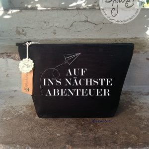 Kulturbeutel "Auf in´s nächste Abenteuer" Bio-Baumwolle