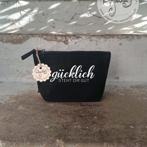 KosmetikTascherl "glücklich steht dir gut" BaumwollTasche